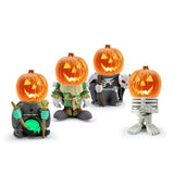 Cifeeo   Halloween Pumpkin Knight Ornament Garden Decoration Bar Party Glowing Pumpkin Head Resin Ornament Home Decoration Accessories