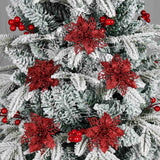 Christmas Gift 5Pcs Glitter Artifical Christmas Flowers Christmas Tree Decorations For Home Fake Flowers Xmas Ornaments New Year Decor