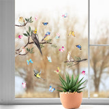 Back to school Spring Summer Tree Branch Bird Stickers Window Cling Butterfly Decals Glass Door Decoration Home Fridge Kids Room No Glue Vinyl