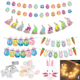 Cifeeo  Happy Easter Rabbit Bunny Easter Eggs Banner Garland Wall Hanging Bunting Flag Easter Decoration Kids Birthday Party Decor