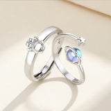 Cifeeo New Couple Ring Happy Planet Astronaut Moonstone Couple Pair Ring Light Luxury Personality Couple Space Planet Astronaut