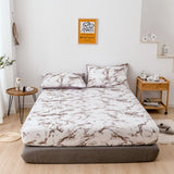Cifeeo Nordic Mirco Fiber Marble Print Fitted Bed Sheet Single Elastic Band Double Bed Linen Home Soft Comfortable King Size Bedsheet