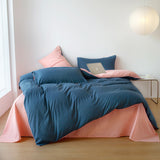 Cifeeo New Simple Solid Color Bedding Set Full Size AB Double-sided Duvet Cover Set with Bed Sheet Quilt Cover and Pillowcases Double