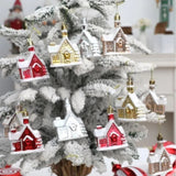 Cifeeo  4Pcs Christmas Tree Decor Round Candy Snow House Xmas Decoration New Year 2024 Christmas Ornament Xmas Home Party DIY Decor Noel