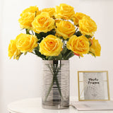 Simulation of 10 Dole Roses Silk Fake Artificial Flowers Home Living Room Dining Table Wedding Decoration High Quality Yellow