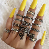 Cifeeo 3-16PC Fashion Ring Sets For Women Vintage Punk Gothic Finger Jewelry Fine Jewelry  Boys Girls Party Gifts