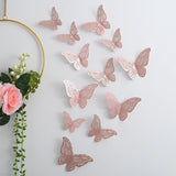 Back To School 12pcs Wall Stickers 3D Hollow Rosegold Butterfly Decorative Sticker for Home Living Room Bedroom Kids Room Wall Wedding Decor