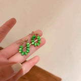 Gorgeous Green Cubic Zirconia Stud Earrings for Women Noble Wedding Party Earring Fine Birthday Gift Lady Fashion Jewelry