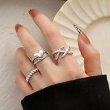 Cifeeo Vintage Hollow Heart Butterfly Rings Set For Women Metal Silver Color Geometric Spiral Shape Ring 22pcs Set 2023 Trendy Jewelry