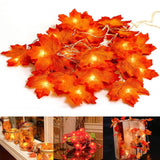 Cifeeo  Fairy String Lights 10 20 30 Leds Maple Leaves Light Battery Operated For Outdoor Home Halloween Christmas Party Decoration