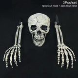 Cifeeo Halloween Skeleton Fake Skeleton Head and Hands Set Scary Skull Decors Halloween Party Haunted House Halloween Decoration