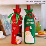 Cifeeo  2024 Xmas Decor 2pcs Christmas Gift Bags Holder Wine Bottle Dust Cover Bag Noel Dinner Table Decor Christmas Decoration for Home