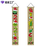 Cifeeo  Christmas Door Garlands Wall Pendants Happy New Year 2023 Couplet Curtain Green Water Ghost Xmas Couplet Merry Christmas Decor