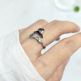 Cifeeo Personality Simple Broom Witch Ring Silver Color Separation Open Ring Personality Fashion Silver Hand Jewelry Adjustable