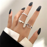 Cifeeo Vintage Hollow Heart Butterfly Rings Set For Women Metal Silver Color Geometric Spiral Shape Ring 22pcs Set 2023 Trendy Jewelry