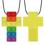 Cifeeo 1PCS Sensory Chew Necklace Brick Chewy Kids Silicone Biting Pencil Topper Teether Toy, Silicone Teether for Children with Autism