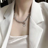 Cifeeo Kpop Heart Chain Choker Necklace For Women collar Goth Necklaces Aesthetic Jewellery Christmas Party Girl halloween New Chocker
