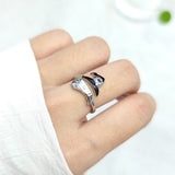 Cifeeo Personality Simple Broom Witch Ring Silver Color Separation Open Ring Personality Fashion Silver Hand Jewelry Adjustable