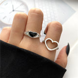Cifeeo Vintage Hollow Heart Butterfly Rings Set For Women Metal Silver Color Geometric Spiral Shape Ring 22pcs Set 2023 Trendy Jewelry