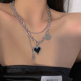 Cifeeo Kpop Heart Chain Choker Necklace For Women collar Goth Necklaces Aesthetic Jewellery Christmas Party Girl halloween New Chocker