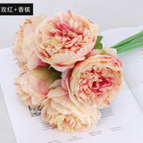 Graduation Gift  5 Pierced Roses Realistic Touch Moisturizing Rose Bud Artificial Flowers Bouquet Wedding Home Table Decor Arrange Fake Plants