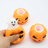 Cifeeo  Pumpkin Ghost Decompression Toy Thermoplastic Rubber Squeeze Bouncy Ball Kids Toys Halloween Party Decorations DIY Luminous