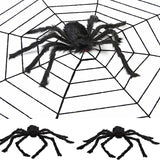 Cifeeo   30Cm/90Cm/125Cm Horror Giant Black Plush Spider Halloween Party Decoration Props Haunted House Prop Indoor Outdoor Giant Decor