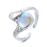 Cifeeo Exaggerated Silver Colour Vintage Round Opal Ring Simple Fashion Rings For Women Girl Fashion Fine Wedding Jewelry