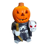 Cifeeo   Halloween Pumpkin Knight Ornament Garden Decoration Bar Party Glowing Pumpkin Head Resin Ornament Home Decoration Accessories