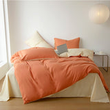 Cifeeo New Simple Solid Color Bedding Set Full Size AB Double-sided Duvet Cover Set with Bed Sheet Quilt Cover and Pillowcases Double