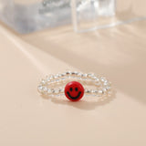 Cifeeo New Cute Transparent Resin Acrylic Handmade Beaded Rhinestone Colourful Geometric Square Round Rings for Women Y2k Jewelry Party