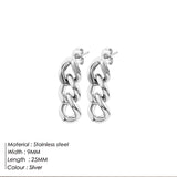 Cifeeo Punk Cuban Link Chain Stud Earrings For Fashion Women Genuine Gold Plated Ring Clasp Dangle Rock Charm Jewelry Gift