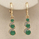 Back to school Cifeeo  Fashion Classic Trend Earrings  Filled Swirl Round Green Stone Dangle Earrings For Women Engagement Wedding Jewelry