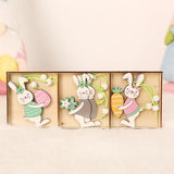 9pcs/set Easter Rabbit Wooden Pendants Hanging Painting Bunny Wood Crafts DIY Decor Easter Decorations for Home Kids Gift