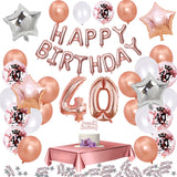 Cifeeo Rose Gold 40 Years Birthday Decorations Balloon Set For Woman Men Adult Party 40Th Birthday Anniversary Supplies