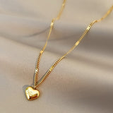 Cifeeo Trendy Fine 14K Real Gold Heart Shaped Opal Chain Pendant Necklace for Women Temperament Jewelry Shiny AAA Zircon Wedding Gift
