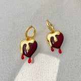 Cifeeo Delicate Jewelry Irregular Heart Earrings New Trend Vintage Temperament Red Resin Drop Earrings For Girl Lady Gifts