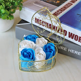 Metal Basket 6 Rose Soap Flower Heart-shaped Gift Box Birthday Valentine's Day Gift Giveaway Aromatherapy Artificial Flowers