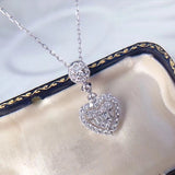 Black Friday Cifeeo  Gorgeous Full Paved Dazzling Heart Shaped Cubic Zirconia Pendant Necklace For Women Exquisite Wedding Jewelry