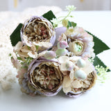 Factory 5-Head Nordic Handle Bundle Artificial Fake Flower Hydrangea Peony Berry Combination Wedding Home Furnishing Decorative