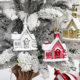 Cifeeo  4Pcs Christmas Tree Decor Round Candy Snow House Xmas Decoration New Year 2024 Christmas Ornament Xmas Home Party DIY Decor Noel
