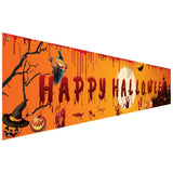 Cifeeo   250X48cm Latest Happy Halloween Banner Bloody Bat Pumpkin Ghost Print Party Backdrop Hanging Banner Halloween Decor