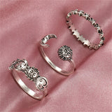 Cifeeo Punk Gothic Chain Snake Rings Set For Women Men Vintage Silver Plated Heart Butterfly Retro Finger Rings Fashion Jewelry Gfits