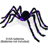 Cifeeo Halloween Giant Spider Black Simulation Super Big Glowing Spider LED Purple Light Props Scary Terror Home Party Outdoor Decor