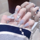 Cifeeo （Handmade Manicures）10 PCS Finished Handmade Fake Nail Stickers Are Minimalist, Clean, Bright, Gentle, White, And Removable