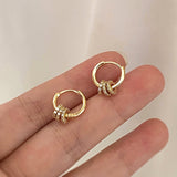 Cifeeo Trendy 14K Gold Plated Geometric Gear Shape Circle Hoop Earrings for Women Girl Korean Fashion Jewelry Buckle Type AAA Zircon