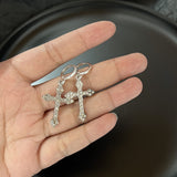 Cifeeo Punk Cross Hoop Earrings For Women Fashion Gothic Diamante Flower Portrait Head Earring Crystal Dangle Earrings Cute Party Gift