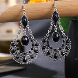 Back To School Cifeeo  Ethnic Women Drop Dangle Earings Geometric Carved Hollow Bead Antique Silver Color Bohemia Wedding Earrings Jewelry