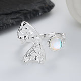 Cifeeo Exaggerated Silver Colour Vintage Round Opal Ring Simple Fashion Rings For Women Girl Fashion Fine Wedding Jewelry