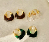 Cifeeo Modern Jewelry High Quality Resin Earrings Pretty Vintage Temperament U Shape Brown Blue Drop Earrings For Women Gifts